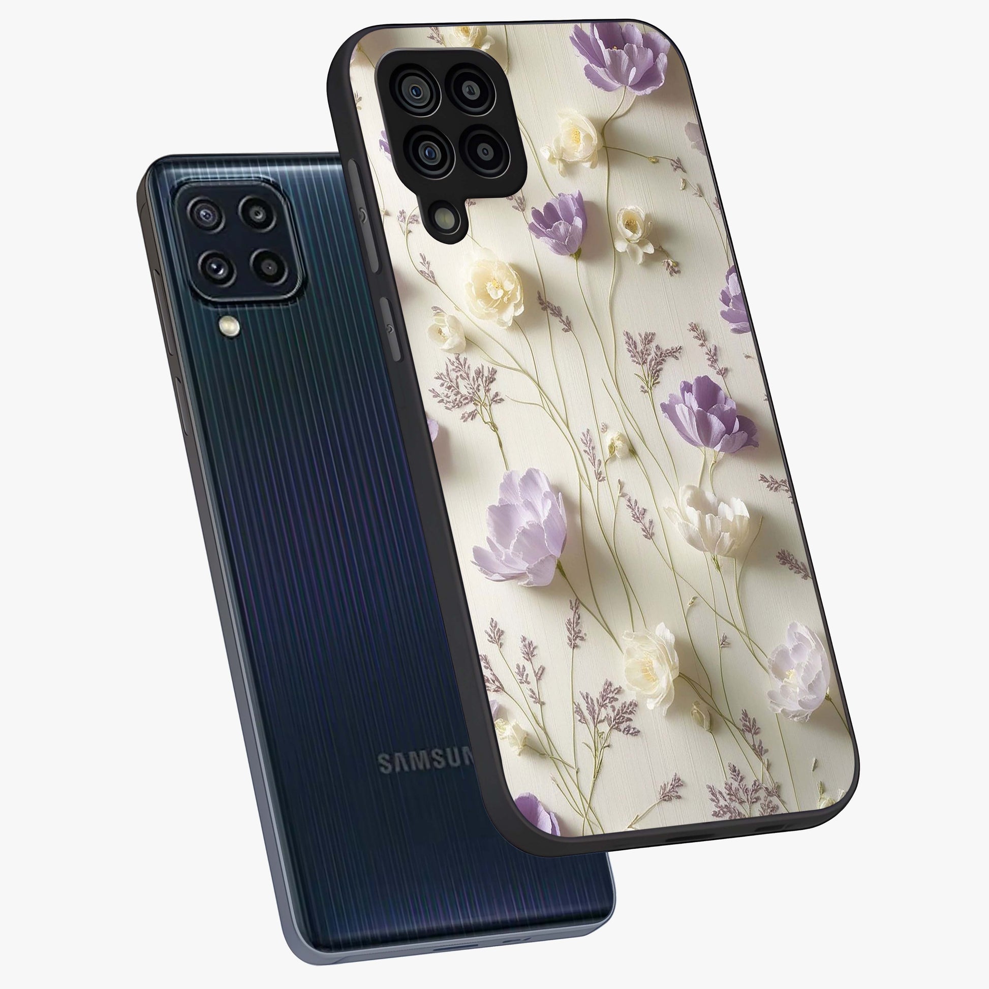 Lilac Breeze Harmony Glass Case displayed in angled mockup highlighting calm lilac breeze design with soothing aesthetic style.