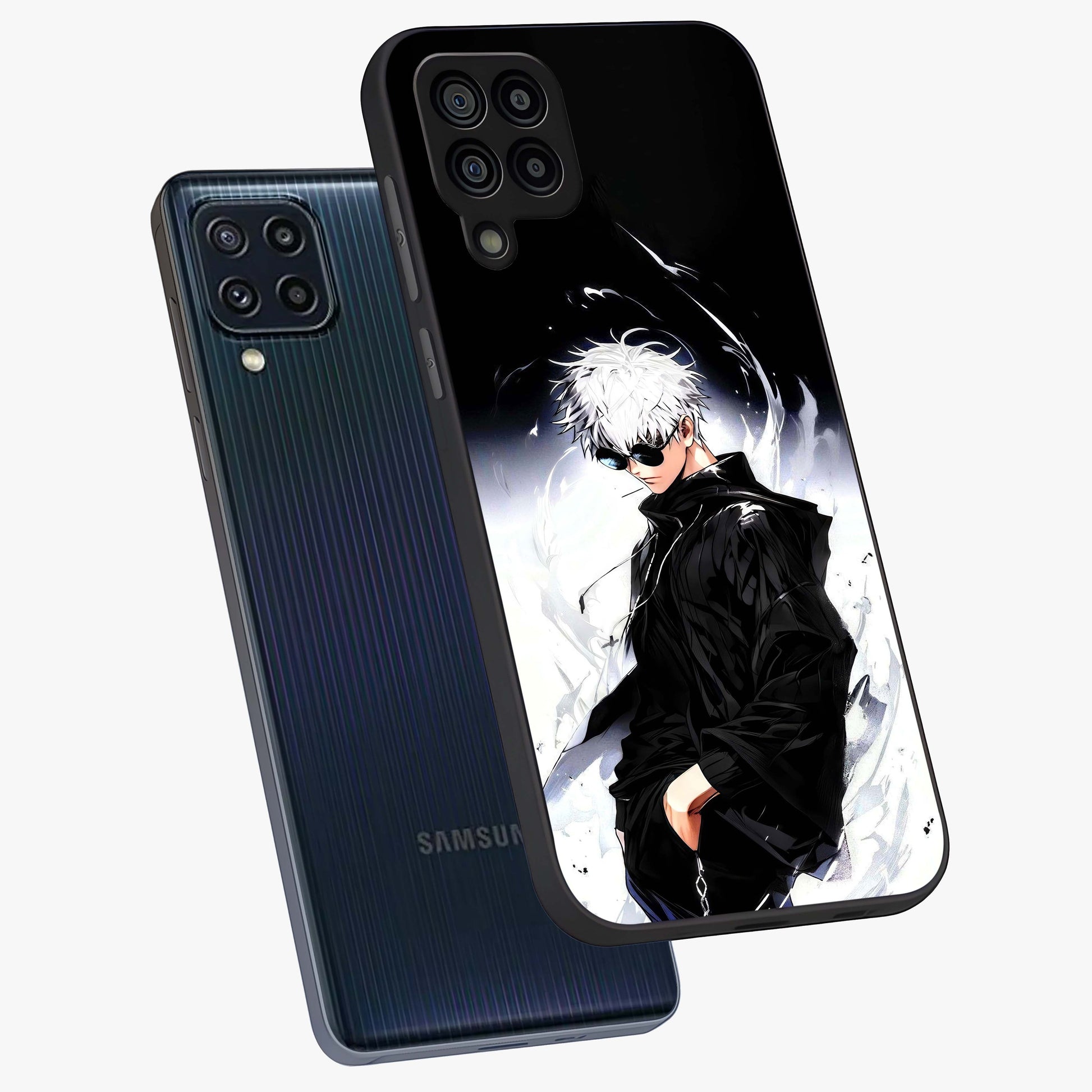 Limitless Shadow King Glass Case displayed in angled mockup highlighting dramatic dark hero design with intense aesthetic.