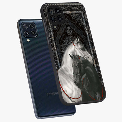 Majestic Ride Legacy Glass Case displayed in angled mockup highlighting sleek vehicle design with bold racing aesthetic.