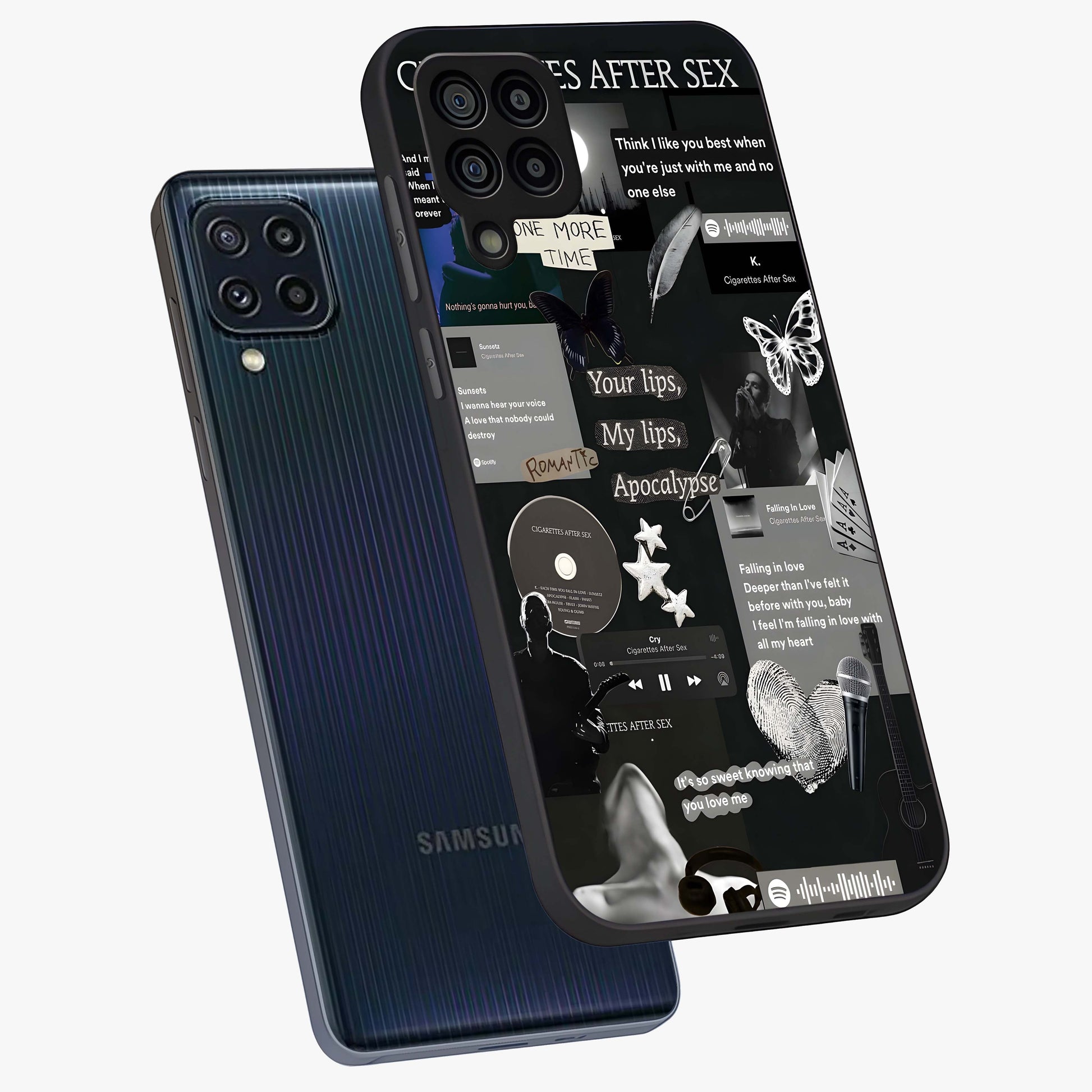 Midnight Love Echo Glass Case displayed in angled mockup highlighting elegant love inspired design with deep aesthetic style.