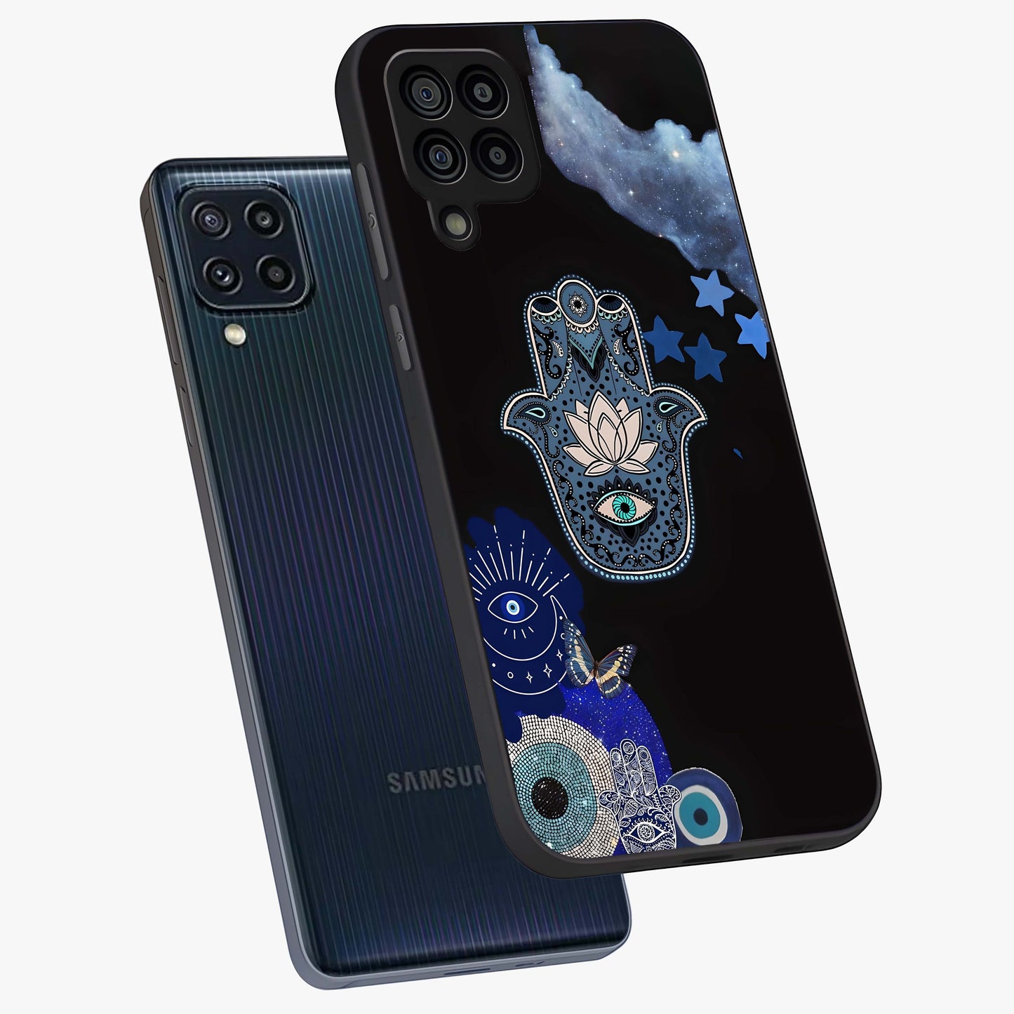Mystic Hand Aura Glass Case displayed in angled mockup highlighting magical aura design with spiritual aesthetic style.