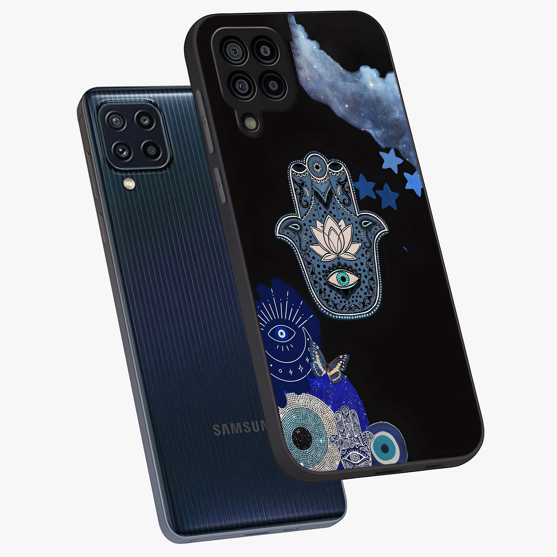 Mystic Hand Aura Glass Case displayed in angled mockup highlighting magical aura design with spiritual aesthetic style.