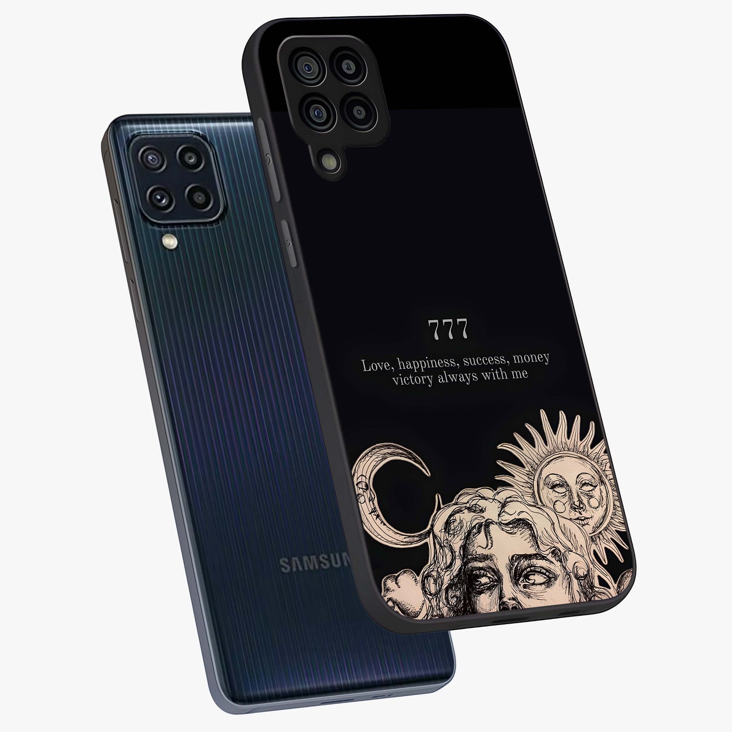 Mystic Victory Aura Glass Case displayed in angled mockup highlighting energetic aura design with bold mystical aesthetic.