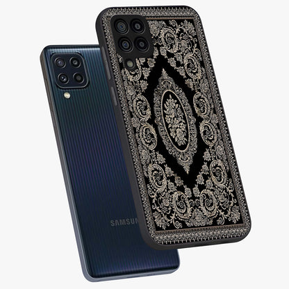 Noir Bloom Elegance Glass Case displayed in angled mockup highlighting refined flower design with stylish noir aesthetic.