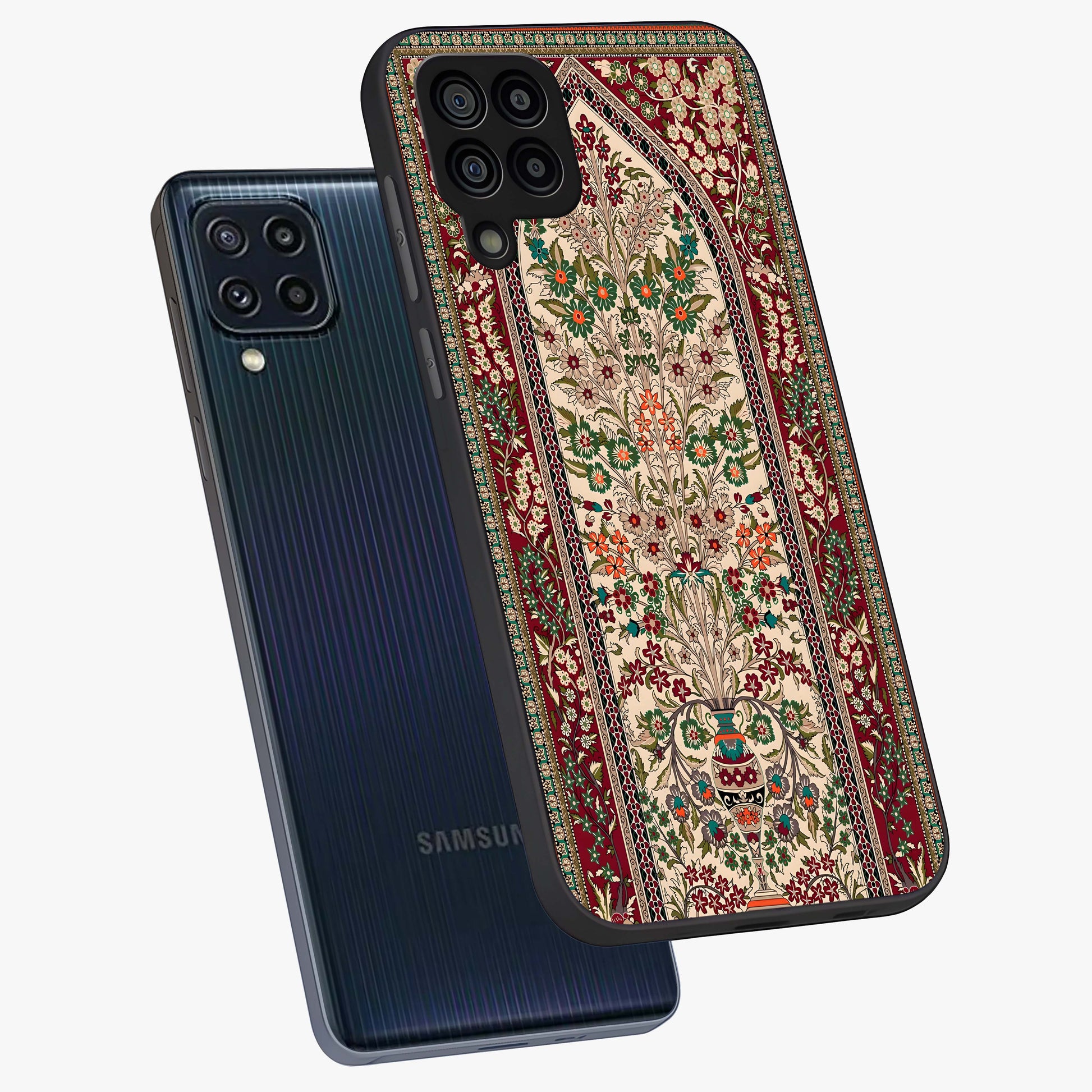 Persian Inspired Glass Case displayed in angled mockup highlighting intricate traditional design with elegant cultural aesthetic.
