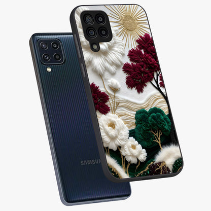 Radiant Bloom Elegance Glass Case displayed in angled mockup highlighting graceful floral design with radiant aesthetic style.