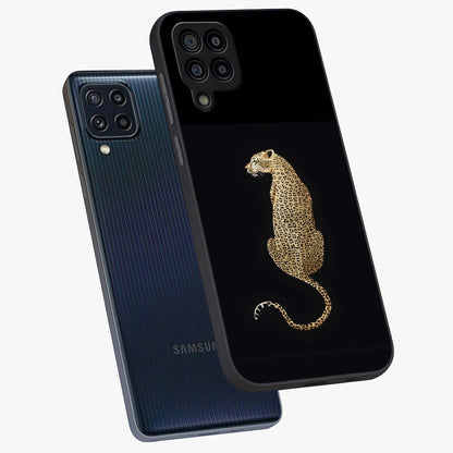 Regal Leopard Glass Case displayed in angled mockup highlighting powerful animal illustration with stylish wild aesthetic.