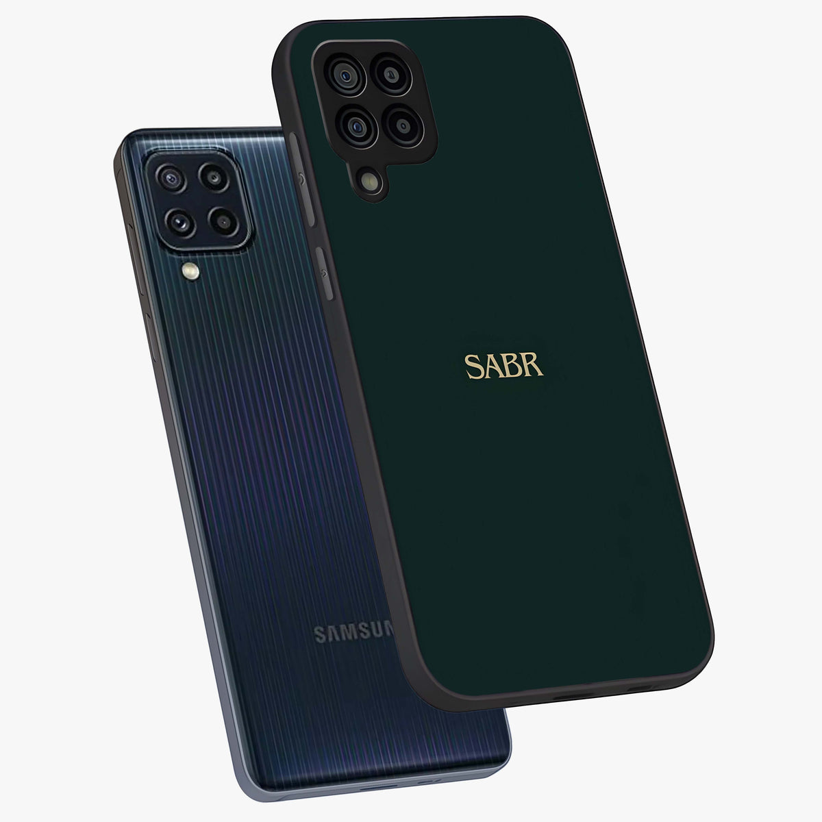 Sabr Minimal Patience Glass Case displayed in angled mockup highlighting simple inspirational design with clean aesthetic style.