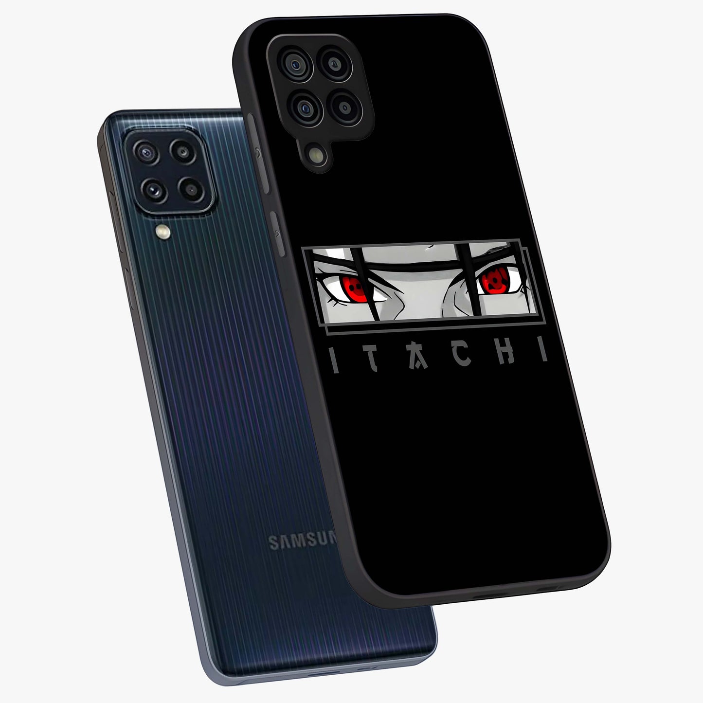 Scarlet Gaze Dominance Glass Case displayed in angled mockup highlighting intense visual design with bold scarlet aesthetic.