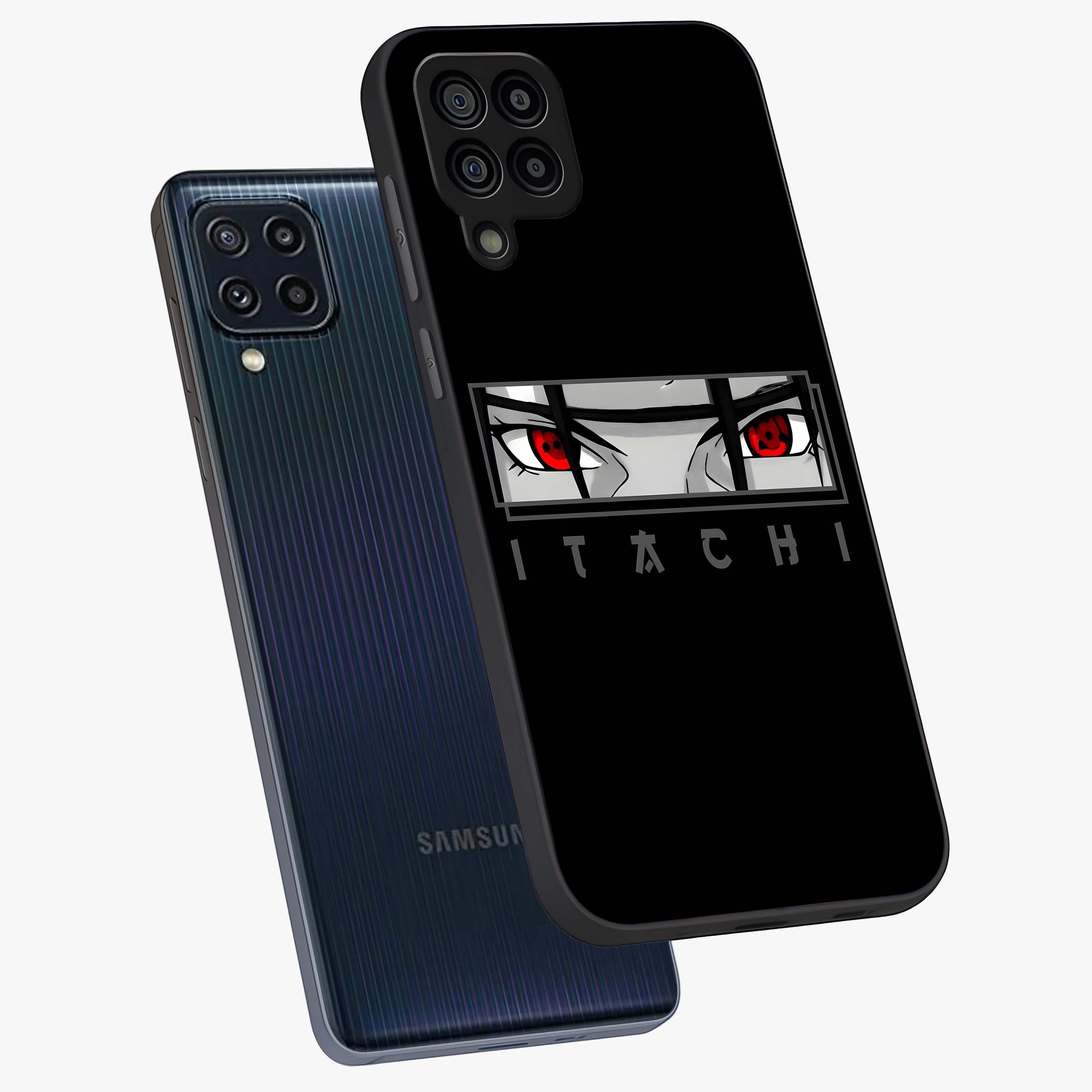 Scarlet Gaze Dominance Glass Case displayed in angled mockup highlighting intense visual design with bold scarlet aesthetic.