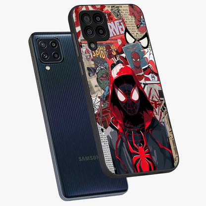 Spider Collage Street Glass Case displayed in angled mockup highlighting dynamic street style collage design with comic aesthetic.