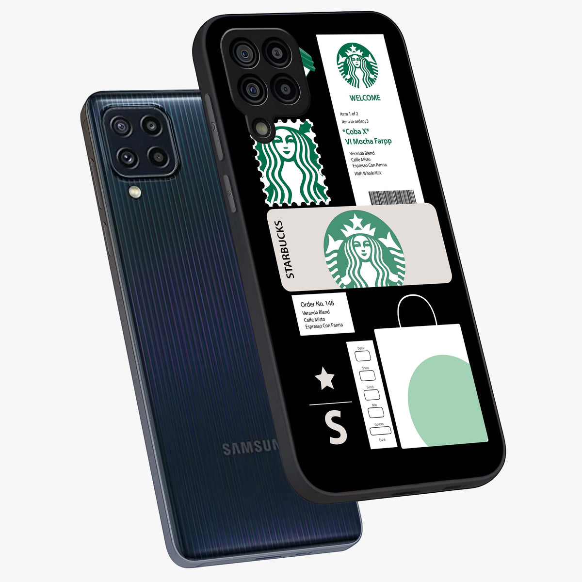 Starbucks Mocha Glass Case displayed in angled mockup highlighting stylish mocha themed design with cozy café aesthetic.