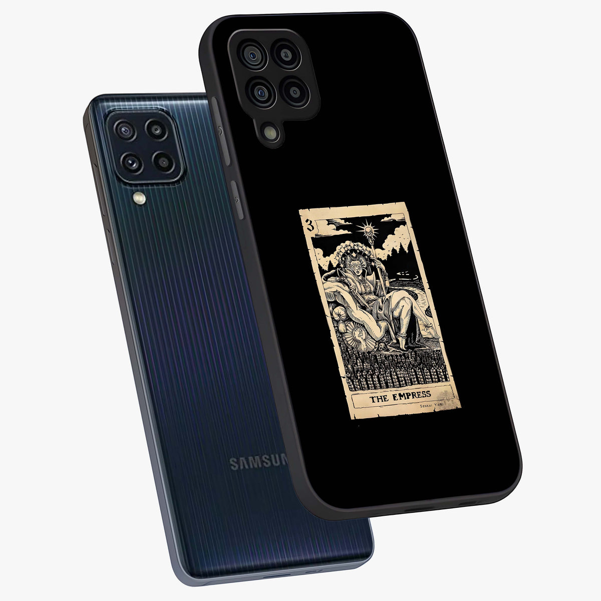 The Empress Glass Case displayed in angled mockup highlighting elegant royal design with majestic aesthetic style.