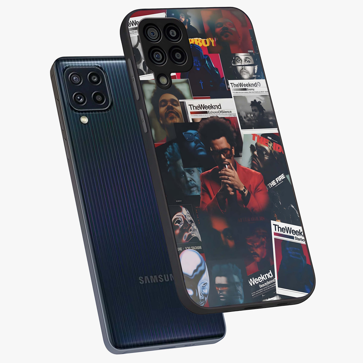 The Weeknd Glass Case displayed in angled mockup highlighting stylish pop culture inspired design with modern aesthetic.