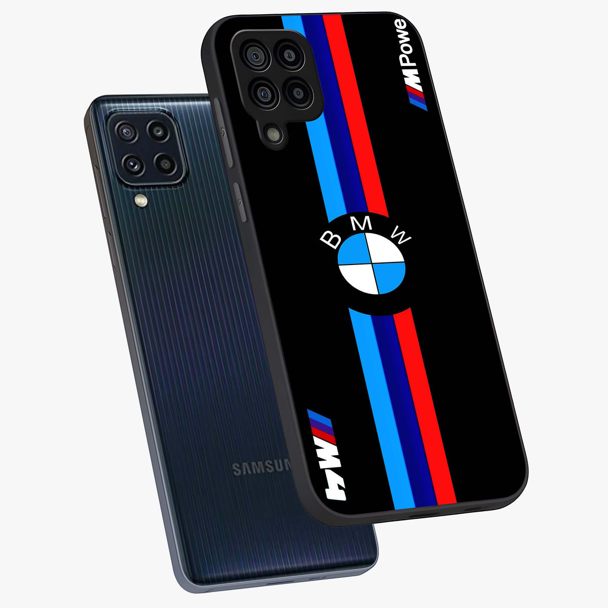 Turbo BMW Beast Glass Case displayed in angled mockup highlighting sleek racing car design with bold automotive aesthetic.