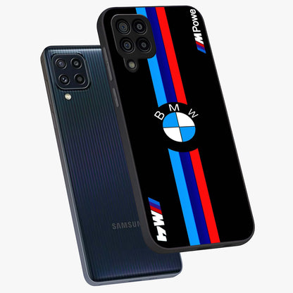 Turbo BMW Beast Glass Case displayed in angled mockup highlighting sleek racing car design with bold automotive aesthetic.