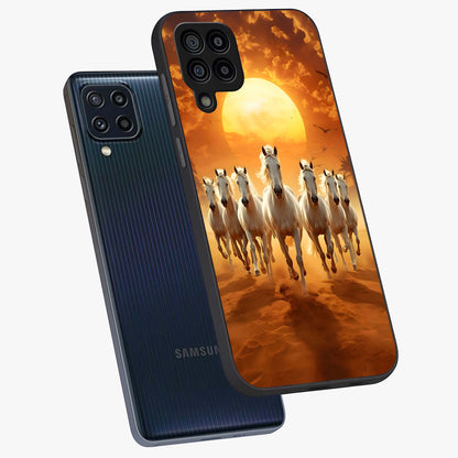 Wild Sunset Majesty Glass Case displayed in angled mockup highlighting vibrant sunset sky design with scenic aesthetic.