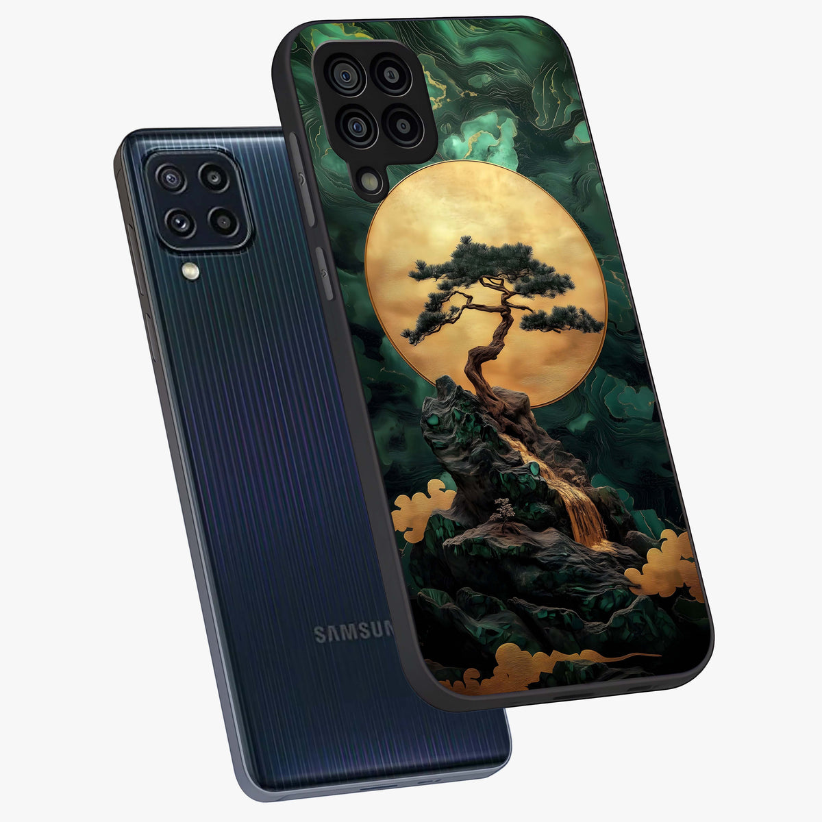 Zen Moon Rise Glass Case displayed in angled mockup highlighting peaceful lunar design with zen aesthetic style.