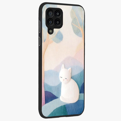 Cotton Dream Cat Glass Case upright view showcasing charming cat artwork with cozy dreamy theme.