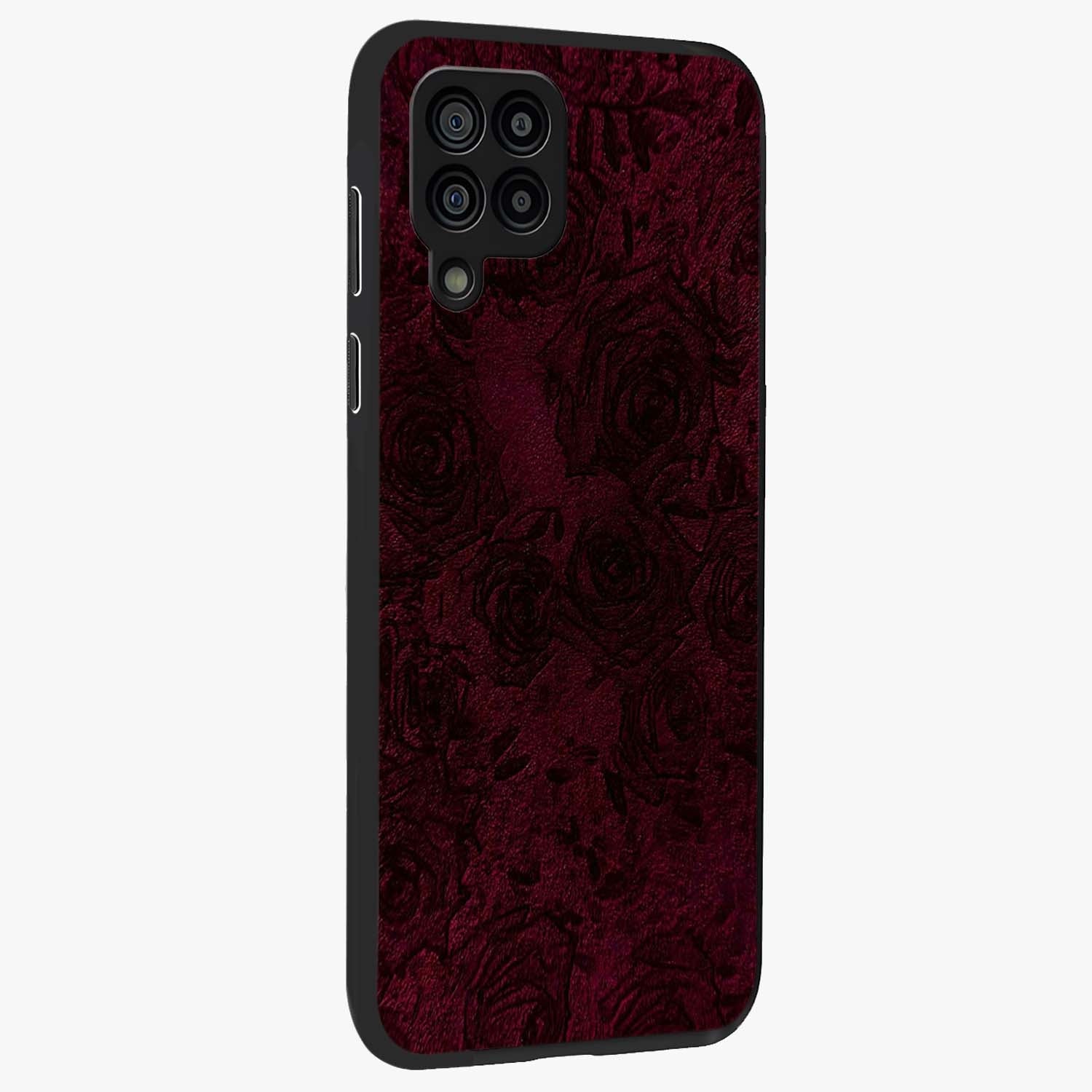 Crimson Fade Flow Glass Case upright view showcasing dynamic crimson flow artwork with stylish abstract theme.