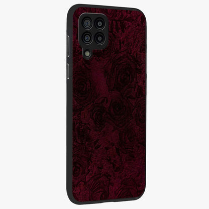 Crimson Fade Flow Glass Case upright view showcasing dynamic crimson flow artwork with stylish abstract theme.