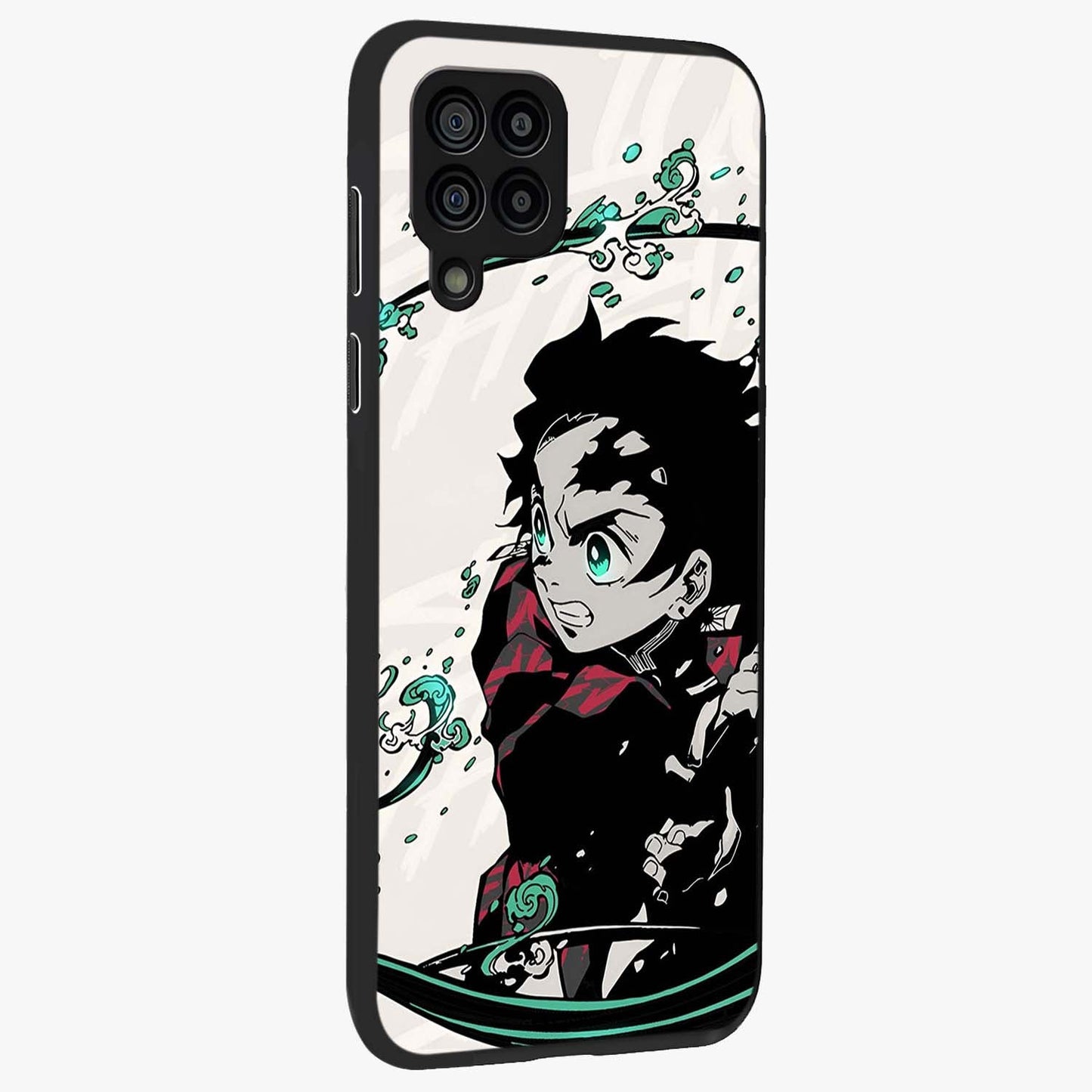 Demon Slayer Glass Case upright view showcasing powerful anime artwork with intense warrior theme.