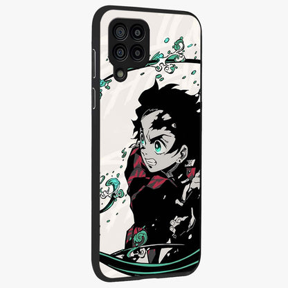 Demon Slayer Glass Case upright view showcasing powerful anime artwork with intense warrior theme.