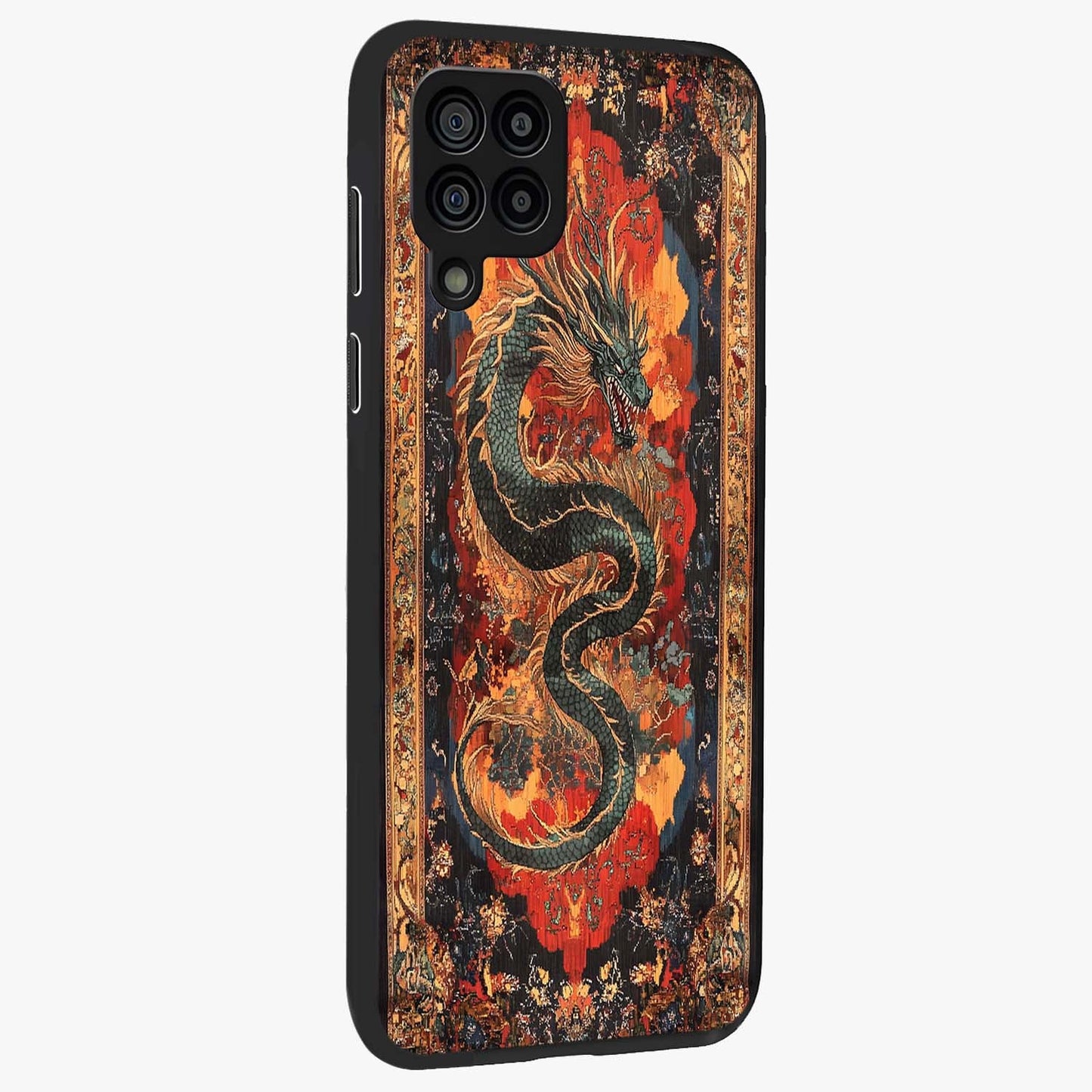 Inferno Dragon Soul Glass Case upright view showcasing intense dragon artwork with fantasy fire theme.