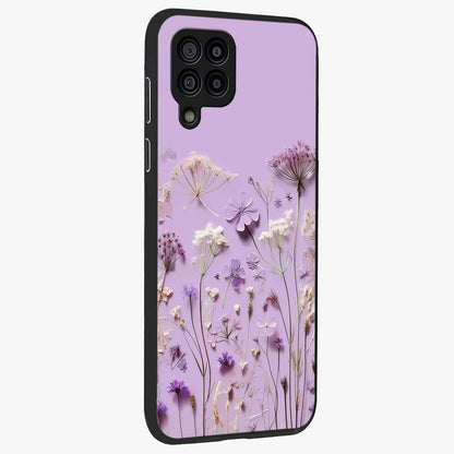 Lavender Blossom Dream Glass Case upright view showcasing delicate lavender blossom artwork with peaceful floral theme.