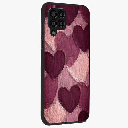 Layered Paper Hearts Glass Case upright view showcasing decorative layered heart artwork with sweet love theme.