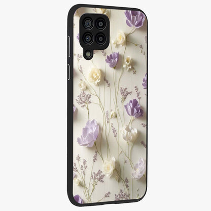 Lilac Breeze Harmony Glass Case upright view showcasing delicate lilac artwork with peaceful floral theme.