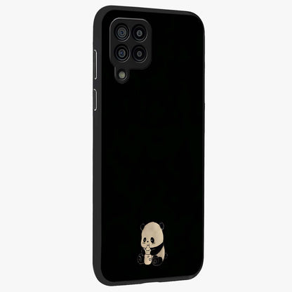 Midnight Panda Love Glass Case upright view showcasing charming panda artwork with playful romantic theme.