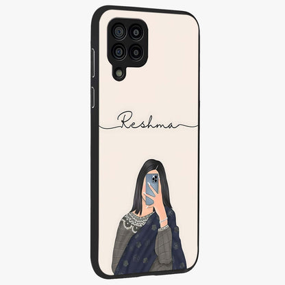 Mirror Mood Muse With Custom Name Glass Case upright view showcasing artistic mirror themed artwork with personalized aesthetic.
