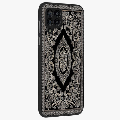 Noir Bloom Elegance Glass Case upright view showcasing graceful floral artwork with luxurious dark theme.