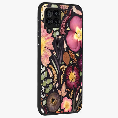 Petal Dream Tapestry Glass Case upright view showcasing detailed floral tapestry artwork with artistic nature theme.