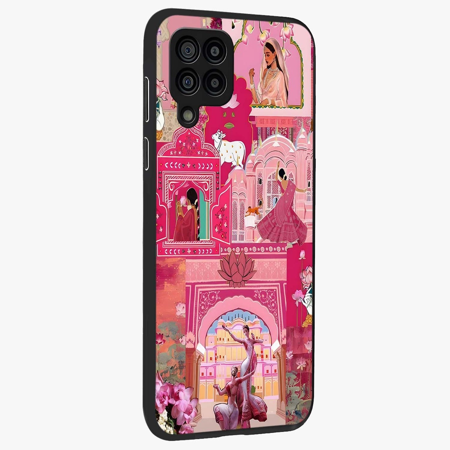 Pink Palace Muse Glass Case upright view showcasing artistic palace artwork with graceful royal theme.