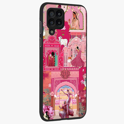 Pink Palace Muse Glass Case upright view showcasing artistic palace artwork with graceful royal theme.