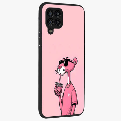 Pink Panther Glass Case upright view showcasing fun animated artwork with stylish retro cartoon theme.