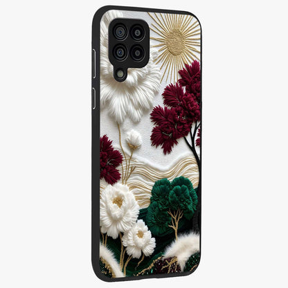 Radiant Bloom Elegance Glass Case upright view showcasing decorative flower artwork with refined botanical theme.