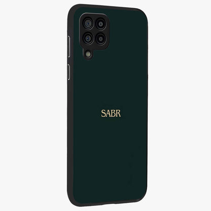 Sabr Minimal Patience Glass Case upright view showcasing calm minimalist artwork with motivational patience theme.