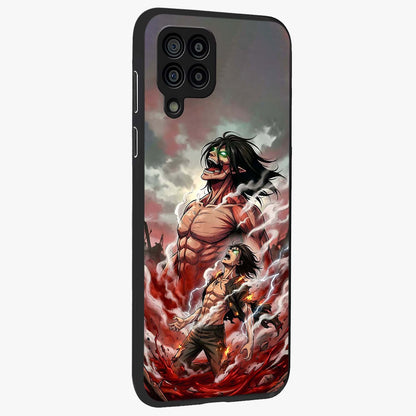Titan Awakening Fury Glass Case upright view showcasing intense titan artwork with epic fantasy theme.