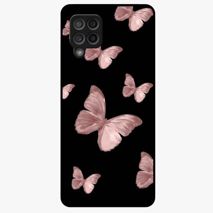 Butterfly Pattern Glass Case showing flat back view with elegant butterfly pattern artwork and glossy glass finish.