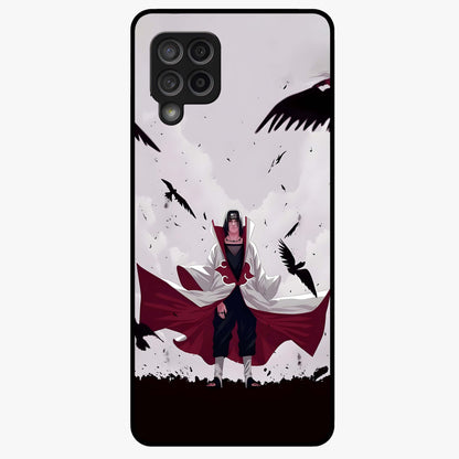Crimson Crow Ascension Glass Case showing flat back view with mystical crow artwork and glossy glass finish.