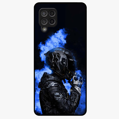 Cyber Sentinel Protocol Glass Case showing flat back view with futuristic cyber themed artwork and glossy glass finish.