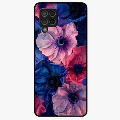 Flower Paper Art Pattern Glass Case showing flat back view with paper cut style floral artwork and glossy glass finish.