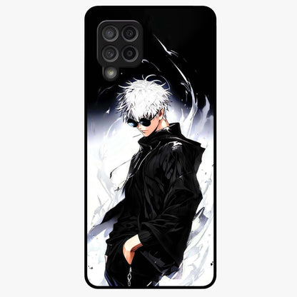 Limitless Shadow King Glass Case showing flat back view with powerful shadow warrior artwork and glossy glass finish.