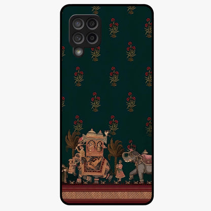 Macmerise Glass Case showing flat back view with stylish modern artwork and glossy glass finish.