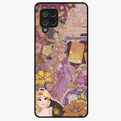Magical Tangled Dream Glass Case showing flat back view with dreamy tangled artwork and glossy glass finish.