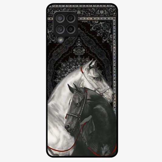 Majestic Ride Legacy Glass Case showing flat back view with powerful automotive inspired artwork and glossy glass finish.