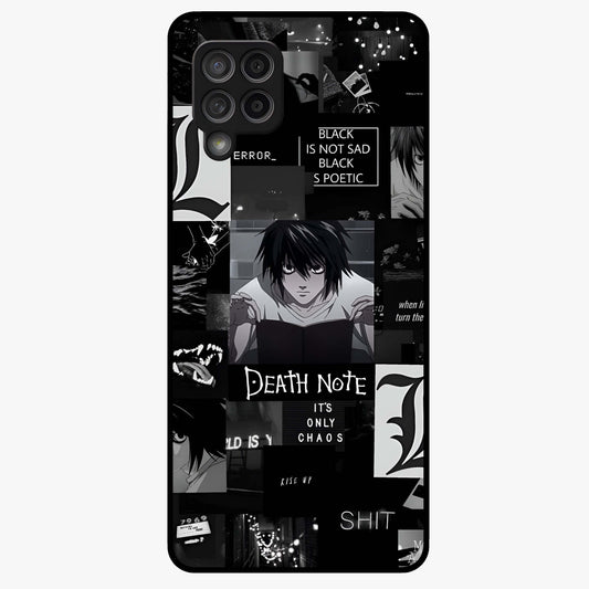 Midnight Chaos Mind Glass Case showing flat back view with abstract dark themed artwork and glossy glass finish.